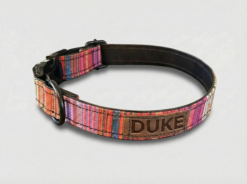 Personalisiertes Ethno-Hundehalsband | Handgefertigt & Wetterfest | im Boho Style | 25 mm