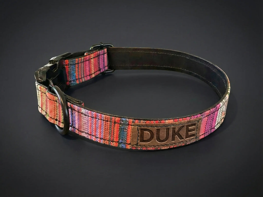 Personalisiertes Ethno-Hundehalsband | Handgefertigt & Wetterfest | im Boho Style | 25 mm