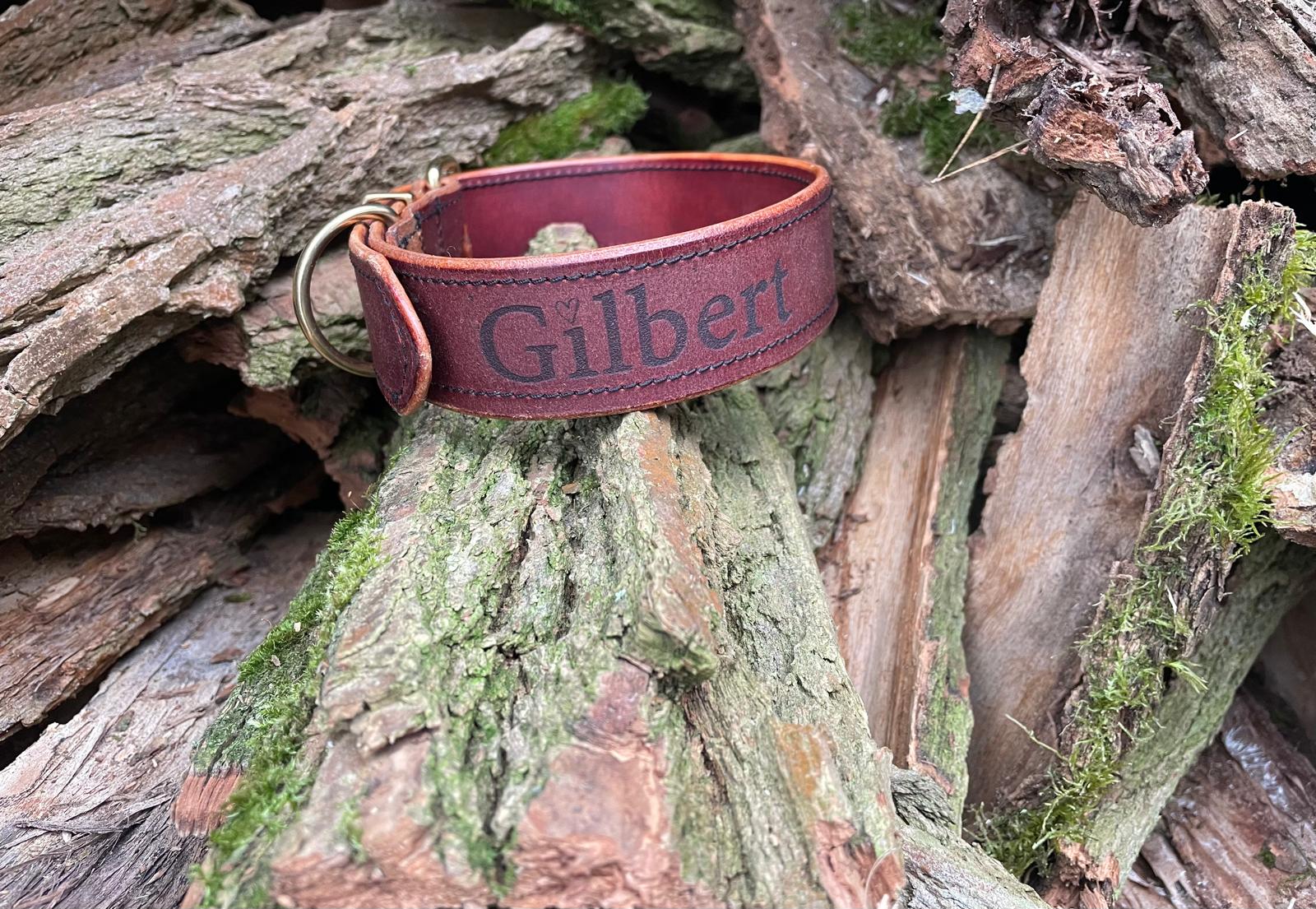 Personalisiertes Leder-Hundehalsband | Handgefertigt & Wetterfest | Echtes Leder | Weinrot